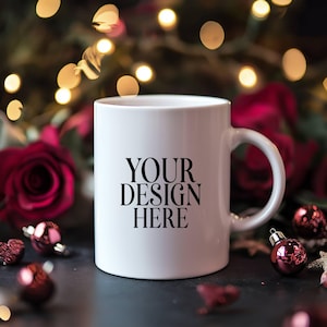 Christmas Mug Mockup: 11oz White Coffee Cup (JPEG Digital Download)