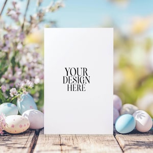 Mockup di biglietti d'invito pasquali 5x7 Mockup di biglietti di Pasqua Mockup di biglietti di Pasqua Invito Saluto Mock di biglietti di auguri pasquali JPG Download digitale