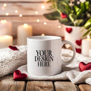 Valentine White Ceramic Mug Mockup, Valentine Mugs Mockup, 11oz Coffee Mug Valentine Mockup, JPG Digital Image, Coffee Cup Mockups
