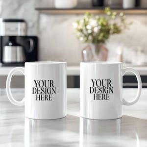 Boho Duo 11oz Ceramic White Mug Mockups, Two White Coffee Mug Mockup, Coffee Cup Mock Up Photo Template, Instant Digital Download