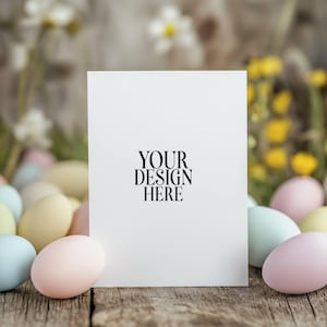 Mockup di biglietti d'invito pasquali 5x7 Mockup di biglietti di Pasqua Mockup di biglietti di Pasqua Invito Saluto Mock di biglietti di auguri pasquali JPG Download digitale
