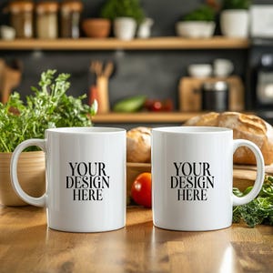 Boho Duo 11oz Ceramic White Mug Mockups, Two White Coffee Mug Mockup, Coffee Cup Mock Up Photo Template, Instant Digital Download