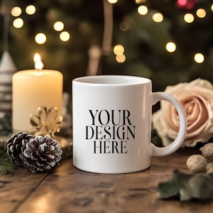 Christmas Mug Mockup: 11oz White Coffee Cup (JPEG Digital Download)