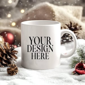 Christmas Mug Mockup: 11oz White Coffee Cup (JPEG Digital Download)