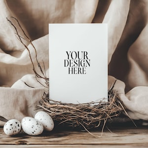 Mockup di biglietti d'invito pasquali 5x7 Mockup di biglietti di Pasqua Mockup di biglietti di Pasqua Invito Saluto Mock di biglietti di auguri pasquali JPG Download digitale