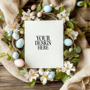 Mockup di biglietti d'invito pasquali 5x7 Mockup di biglietti di Pasqua Mockup di biglietti di Pasqua Invito Saluto Mock di biglietti di auguri pasquali JPG Download digitale