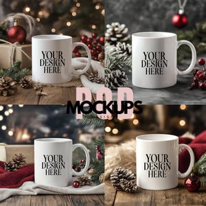 Christmas Mug Mockup Bundle: White 11oz Coffee Cup (Digital Download)