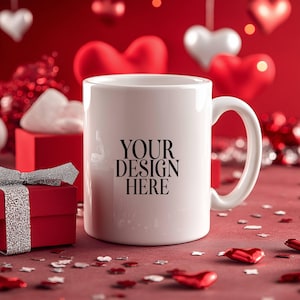 Valentine White Ceramic Mug Mockup, Valentine Mugs Mockup, 11oz Coffee Mug Valentine Mockup, JPG Digital Image, Coffee Cup Mockups