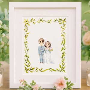 Custom Watercolor Wedding Portrait – Hand-Painted Couple Illustration from Photo – Personalized Gift for Anniversary or Bridal Shower