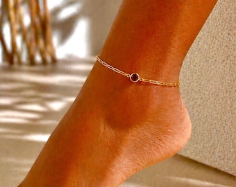 Custom Ankle Bracelet, Dainty Chain Anklet with Birthstone, Personalized Anklets for Women
