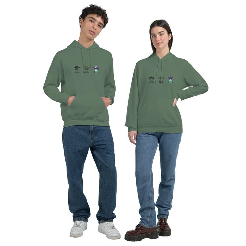 Ufo Alien Pattern Print Women Pullover Hoodie