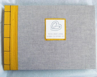 Wedding Rings Guestbook Label - Hand Printed Lino Cut Decor Embellishment