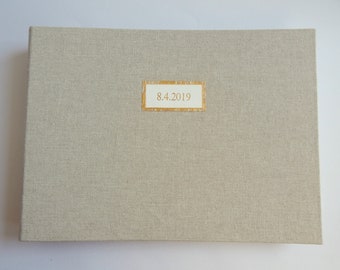 Linen Wedding Album, Guestbook, Natural Linen. Rounded Spine. Large Album Custom Made to Order