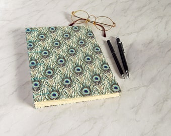 Peacock Journal, A5 Sketchbook, Guest Book with peacock feathers. Gifts for Weddings.