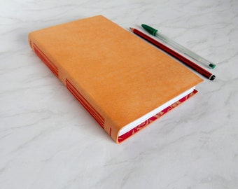 Tan Leather Journal, Red lining and crisp white pages. Gifts for Men. Gifts for Women.