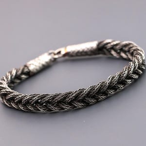 999 Sterling Silver Kazaziye Hand Braided Bracelet, Oxidized Woven Kazaziye Bracelet Men, Viking Weaved Bracelet Women, Birthday Gift Him Father Dad