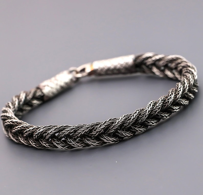 999 Sterling Silver Kazaziye Hand Braided Bracelet, Oxidized Woven Kazaziye Bracelet Men, Viking Weaved Bracelet Women, Birthday Gift Him Father Dad