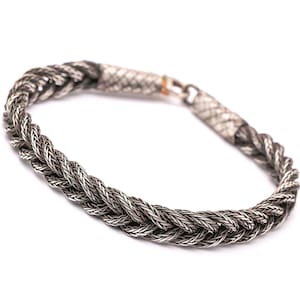 999 Sterling Silver Kazaziye Hand Braided Bracelet, Oxidized Woven Kazaziye Bracelet Men, Viking Weaved Bracelet Women, Birthday Gift Him Father Dad