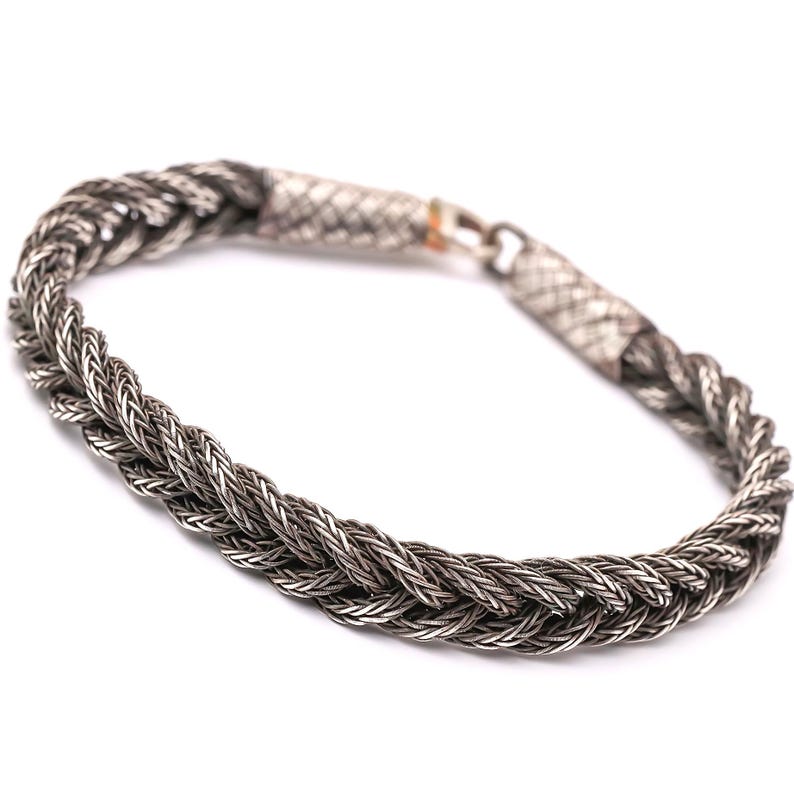 999 Sterling Silver Kazaziye Hand Braided Bracelet, Oxidized Woven Kazaziye Bracelet Men, Viking Weaved Bracelet Women, Birthday Gift Him Father Dad