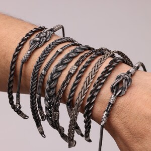 999 Sterling Silver Kazaziye Hand Braided Bracelet, Oxidized Woven Kazaziye Bracelet Men, Viking Weaved Bracelet Women, Birthday Gift Him Father Dad