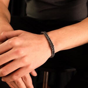 999 Sterling Silver Kazaziye Hand Braided Bracelet, Oxidized Woven Kazaziye Bracelet Men, Viking Weaved Bracelet Women, Birthday Gift Him Father Dad