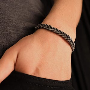 999 Sterling Silver Kazaziye Hand Braided Bracelet, Oxidized Woven Kazaziye Bracelet Men, Viking Weaved Bracelet Women, Birthday Gift Him Father Dad