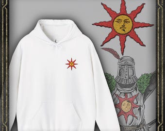 Drippy Souls Warrior of Sunlight Embroidered White Hooded Sweatshirt