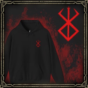 Sudadera con capucha bordada con la marca Berserker del sacrificio