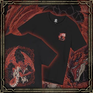 Drippy Souls Rathalos the King of the Skies dubbelzijdig T-shirt