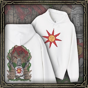 Drippy Souls Solaire of Astora White Hooded Sweatshirt