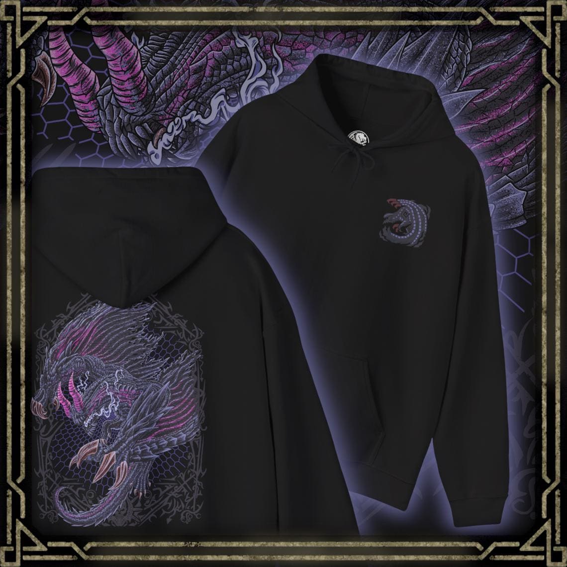 Drippy Souls Gore Magala the Black Eclipse Hooded Sweatshirt
