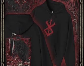 Felpa con cappuccio Drippy Souls Berserker Guts Cursed Armor Grim