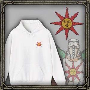 Drippy Souls Warrior of Sunlight Embroidered White Hooded Sweatshirt