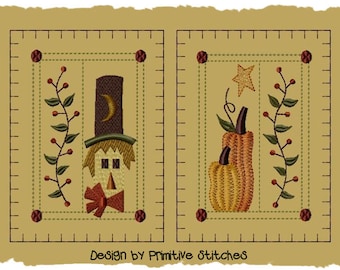 Primitive Machine Embroidery Design-Winter Mittens-Version 1-(2 Designs)-Large Size 5x7-INSTANT DOWNLOAD