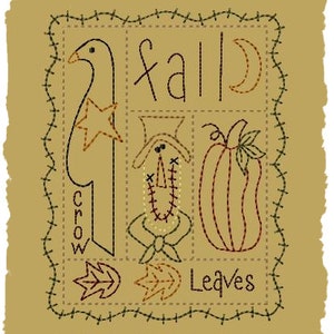 Primitive Machine Embroidery Design-Fall Sampler--Version 2--(5x7)-INSTANT DOWNLOAD