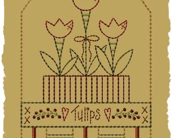 Tulip Tag Penny Rug--5x7--INSTANT DOWNLOAD