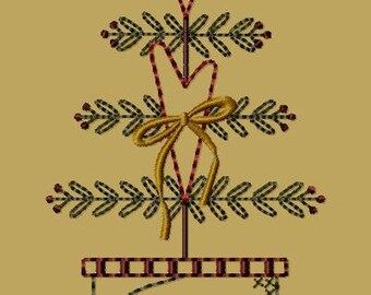 Primitive Machine Embroidery Design-Little Heart Tree--(4x4)-INSTANT DOWNLOAD