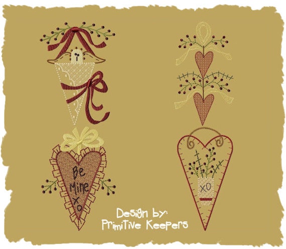 Primitive Machine Broderie Design-Be Mine Mini Collection 1---5X7 SET-INSTANT DOWNLOAD
