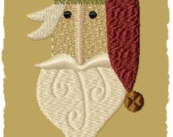 Santa with Stocking Hat-Version 1--4x4-INSTANT DOWNLOAD