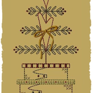 Little Heart Tree--5x7--Primitive Embroidery Design--INSTANT DOWNLOAD