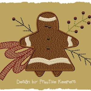 Gingerbread Girl-Version 1-5x7-Machine Embroidery-INSTANT DOWNLOAD