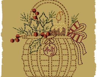 Holly Basket--Versie 2--4x4--INSTANT DOWNLOAD