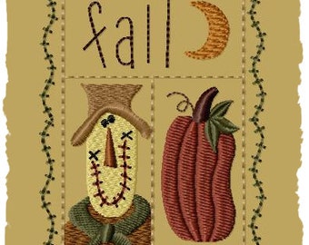 Primitive Machine Embroidery Design-Fall Sampler-(5x7)-No crow-INSTANT DOWNLOAD