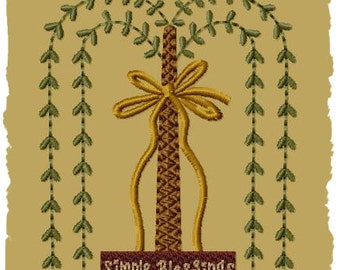 Primitive Machine Embroidery Design-Simple Blessings Willow--Version 1--(4x4)-INSTANT DOWNLOAD