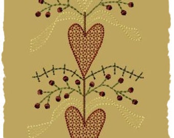 Heart Swag--5x7--Primitive Embroidery Design--INSTANT DOWNLOAD