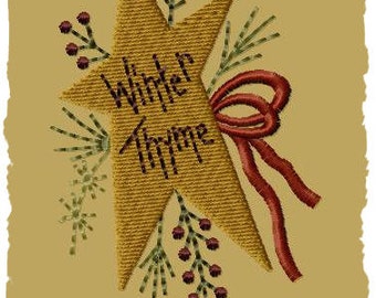 Prim Winter Wreath (Star)- Machine Embroidery Design~Version 1-(4x4)-INSTANT DOWNLOAD