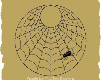 Primitive Machine Embroidery Design-Spider Web Candle Mat-5 Inch-INSTANT DOWNLOAD