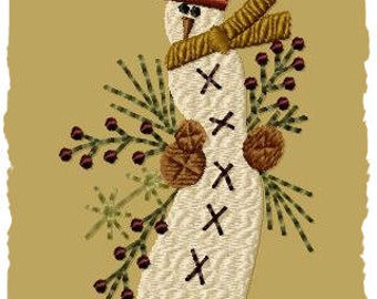 Prim Winter Wreath (Snowman)- Machine Embroidery Design~Version 1-(4x4)-INSTANT DOWNLOAD