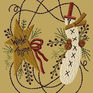 Prim Winter Wreath-Machine Embroidery Design~Version 1-(5x7)-INSTANT DOWNLOAD