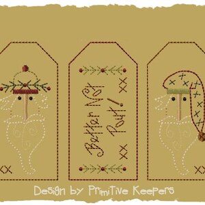 Better Not Pout-3 Tag Designs-Primitive Machine Embroidery-4x4-Version 2-INSTANT DOWNLOAD